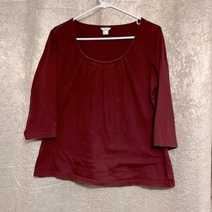 Maroon Christopher & Banks scoop neck 3/4 sleeve shirt. Size Large.